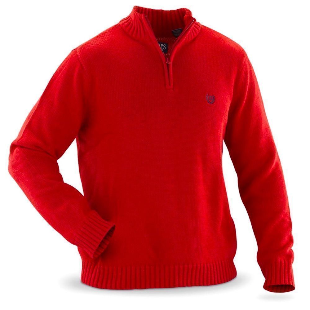 Chaps Red Half Zip Pullover Sweater